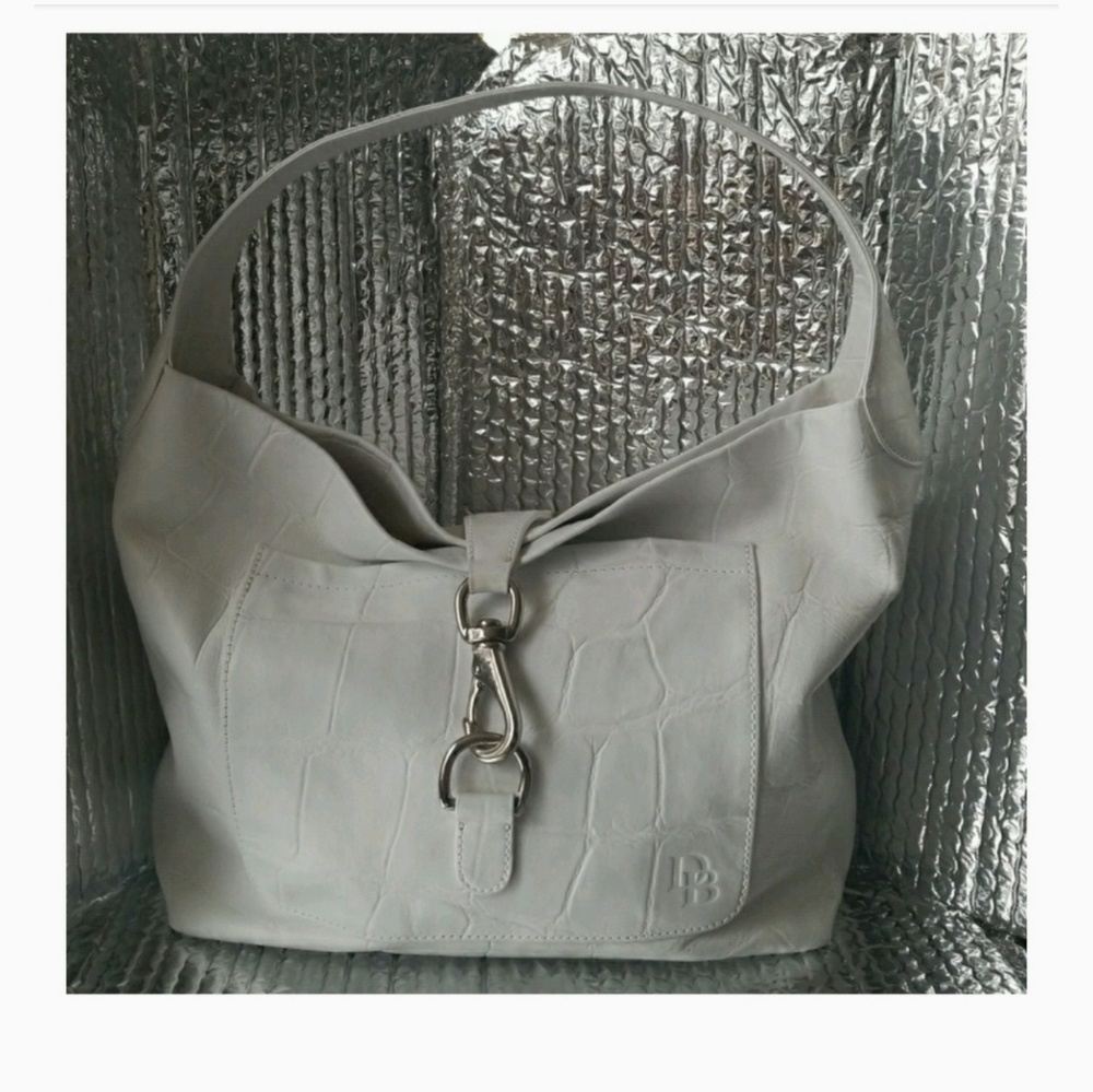 Dooney And Bourke white croc embossed leather logo